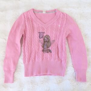 cable knit sweater y2k graphic v neck knit